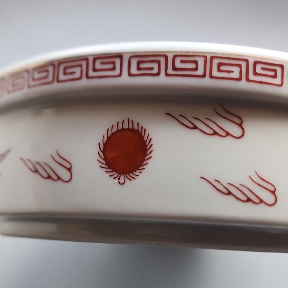 White Ceramic Serving Bowl/ Multi-purpose Bowl with Dragon Design and Signed. - Picture 6 of 10